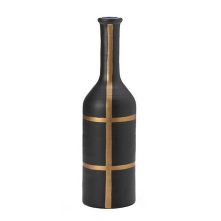 NIKKI CHU Nikki Chu 5001058 Iberia Vase; Black & Gold 5001058